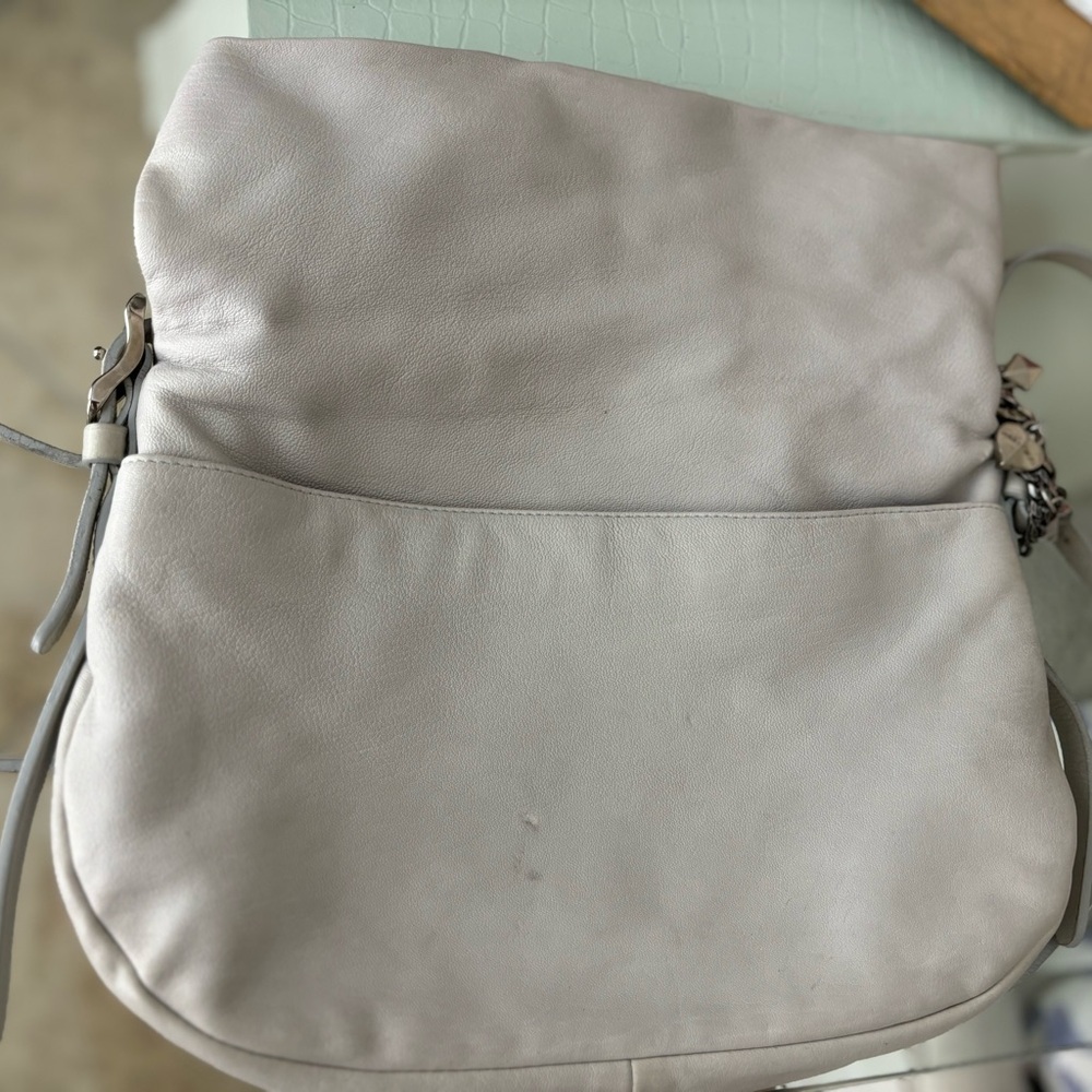 Jimmy Choo Light Gray Leather Crossbody Bag with Chain Detail - Picture 16 of 16